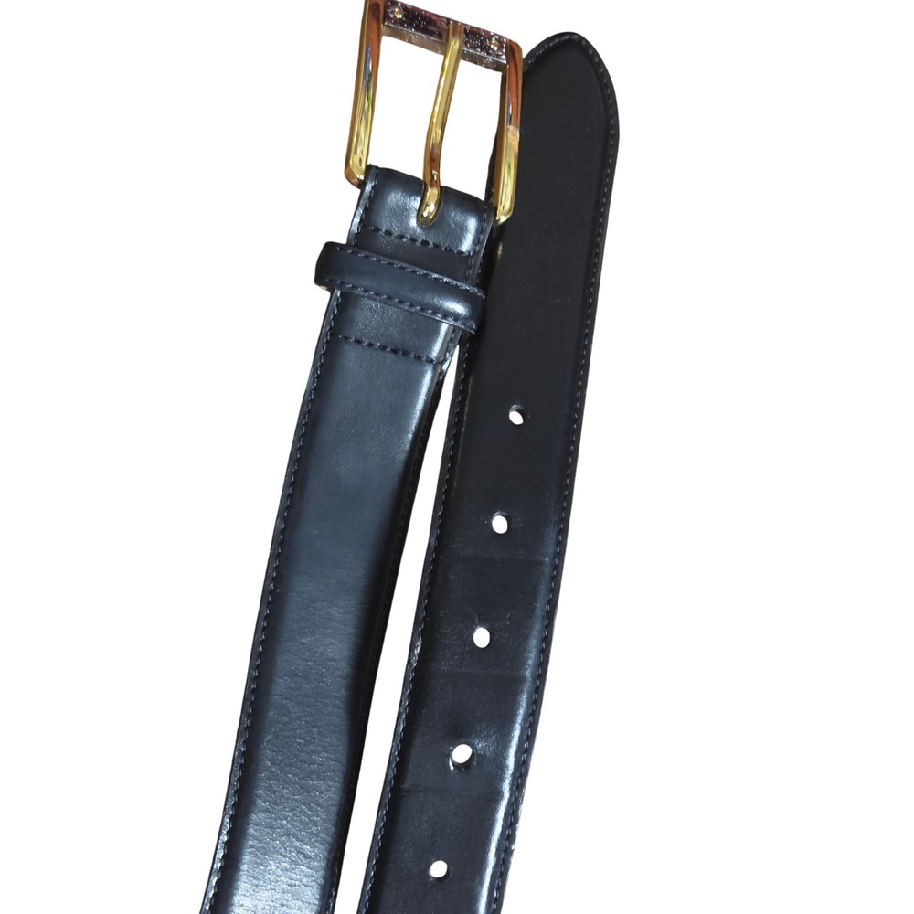 Ralph Lauren Mens Genuine Leather Belt Gold Tone Buckle Medium Minimalist Prep